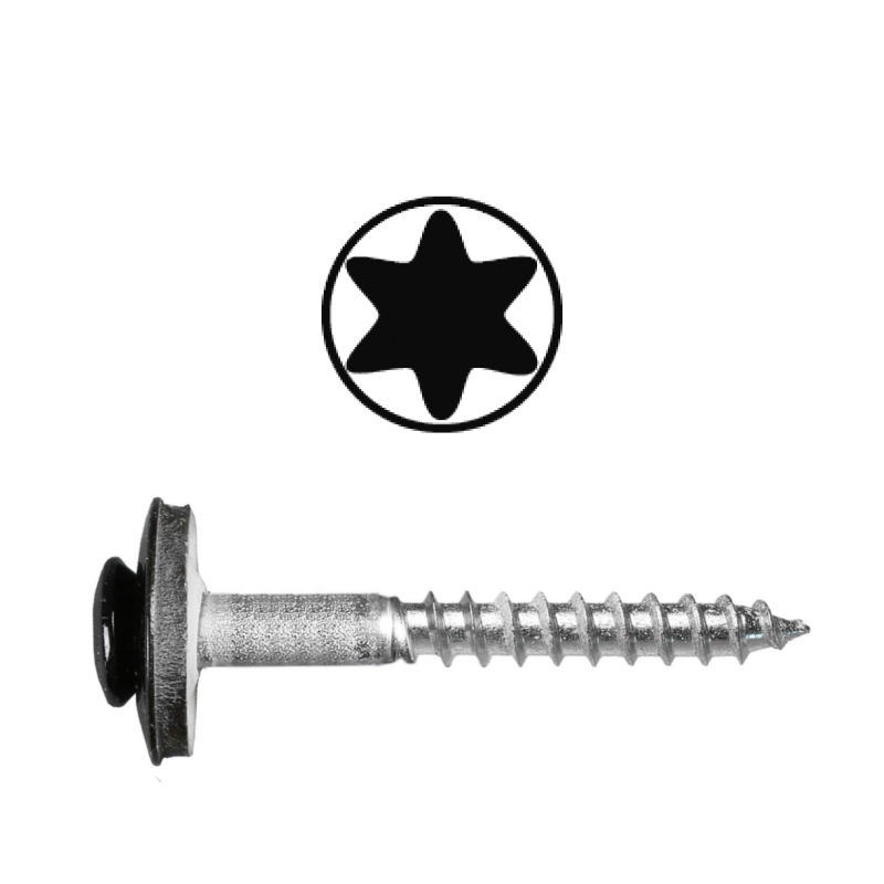 PRIMERO 4,5 x 55 TX, 3-teilig, Spenglerschrauben RAL 9005, Dichtscheibe 15mm,