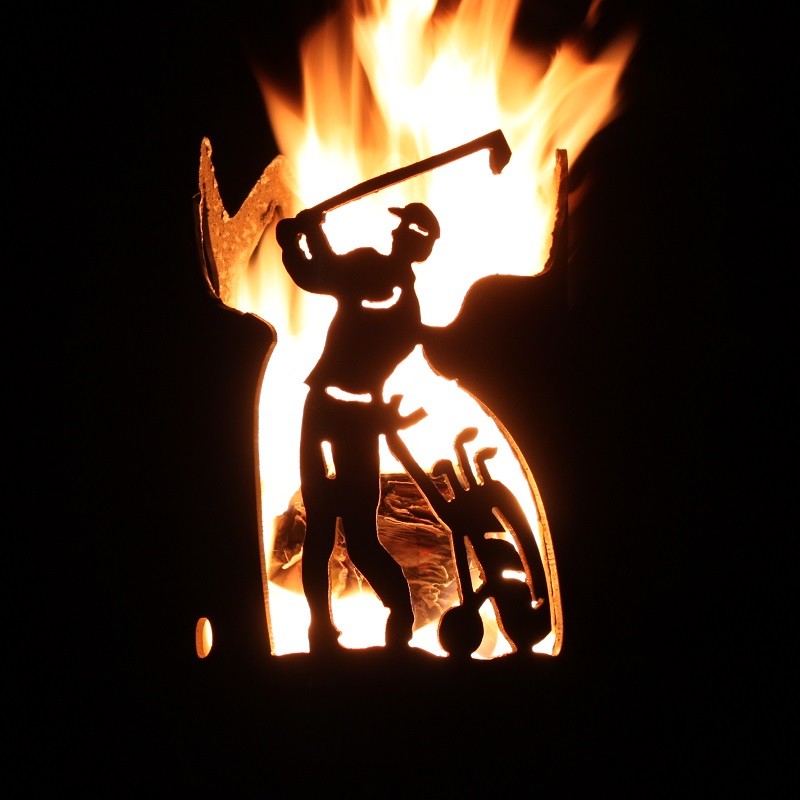 Gartenfackel groß Golfer - inkl. Schmuck-Fackelstiel 145 cm Grobdrall angespitzt und 1 x Brennmaterial