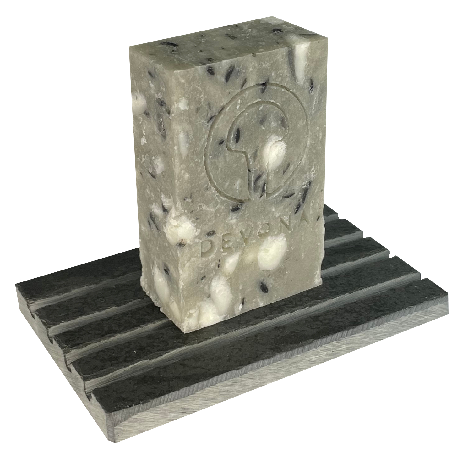 Primero Seifenschale anthrazit 10,5x7 cm mit Abtropfrillen versiegelt