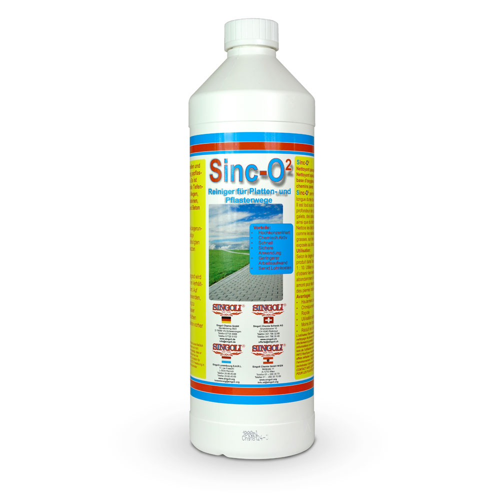 Primero Sinc-O2 Konzentrat, Reiniger für Wege und Pflasterflächen für den Außenbereich, 1L