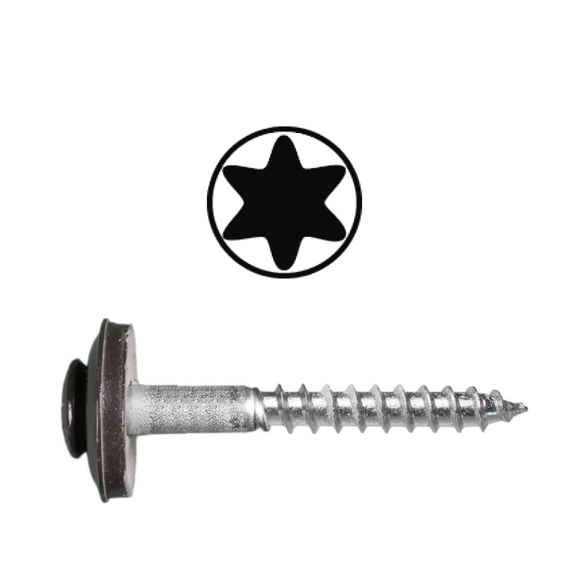 PRIMERO 4,5 x 65 TX, 3-teilig, Spenglerschrauben RAL 8017, Dichtscheibe 15mm,