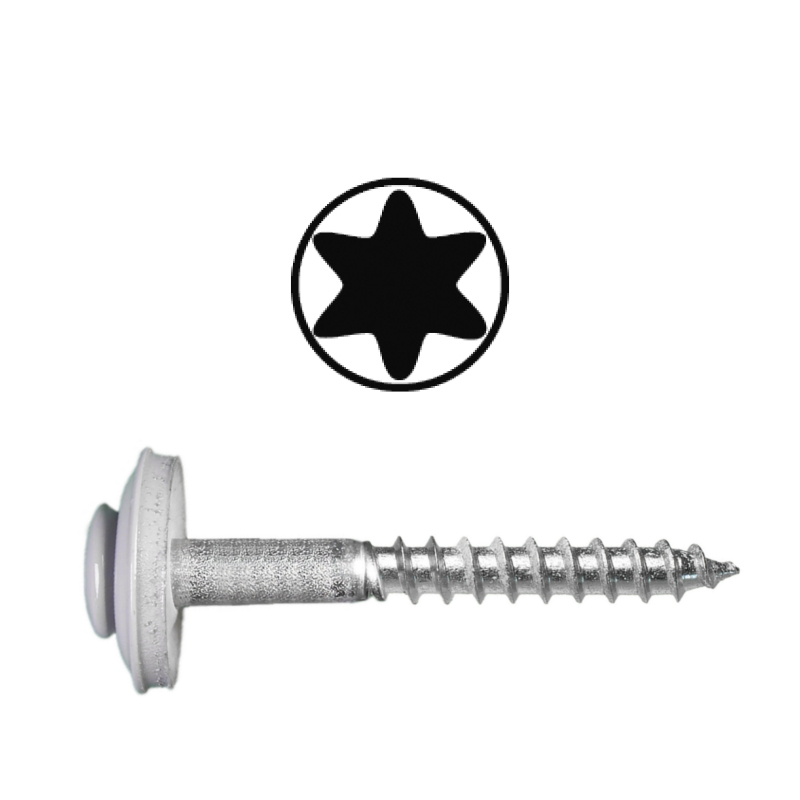 PRIMERO 4,5 x 55 TX, 3-teilig, Spenglerschrauben RAL 9010, Dichtscheibe 15mm