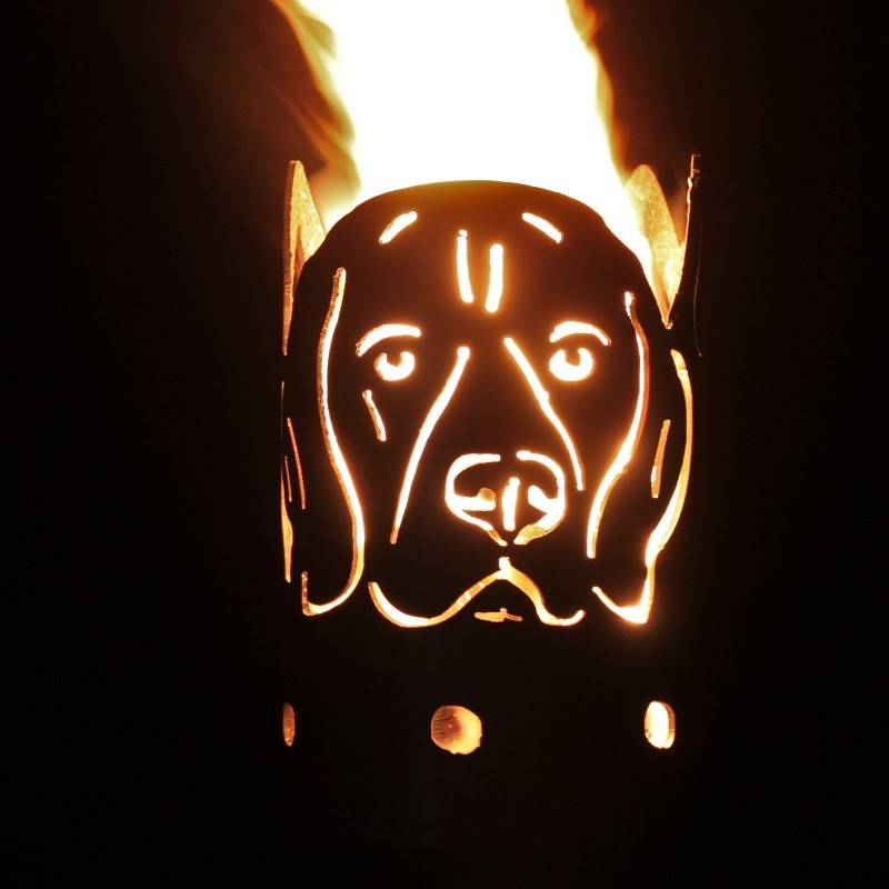 Gartenfackel groß Beagle - inkl. Fackelstiel 118 cm mit Boden und 1 x Brennmaterial
