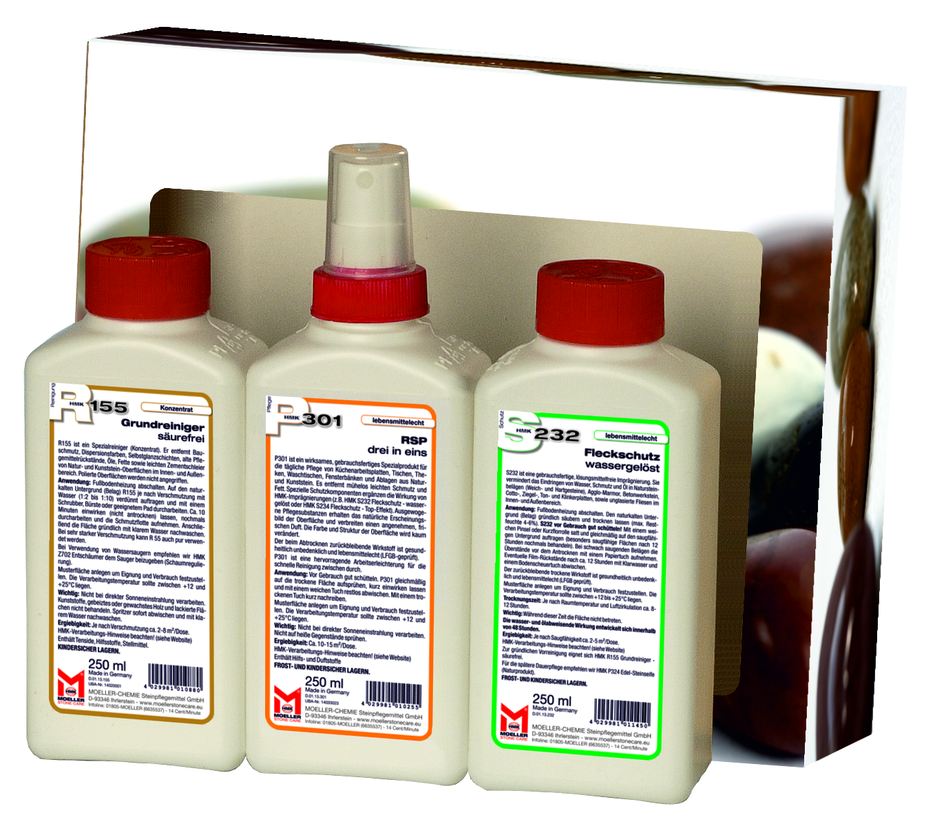 Primero M521 Naturstein-Pflege SET - Wassergelöst 3 x 250 ml, für Innen - Sonderpreis