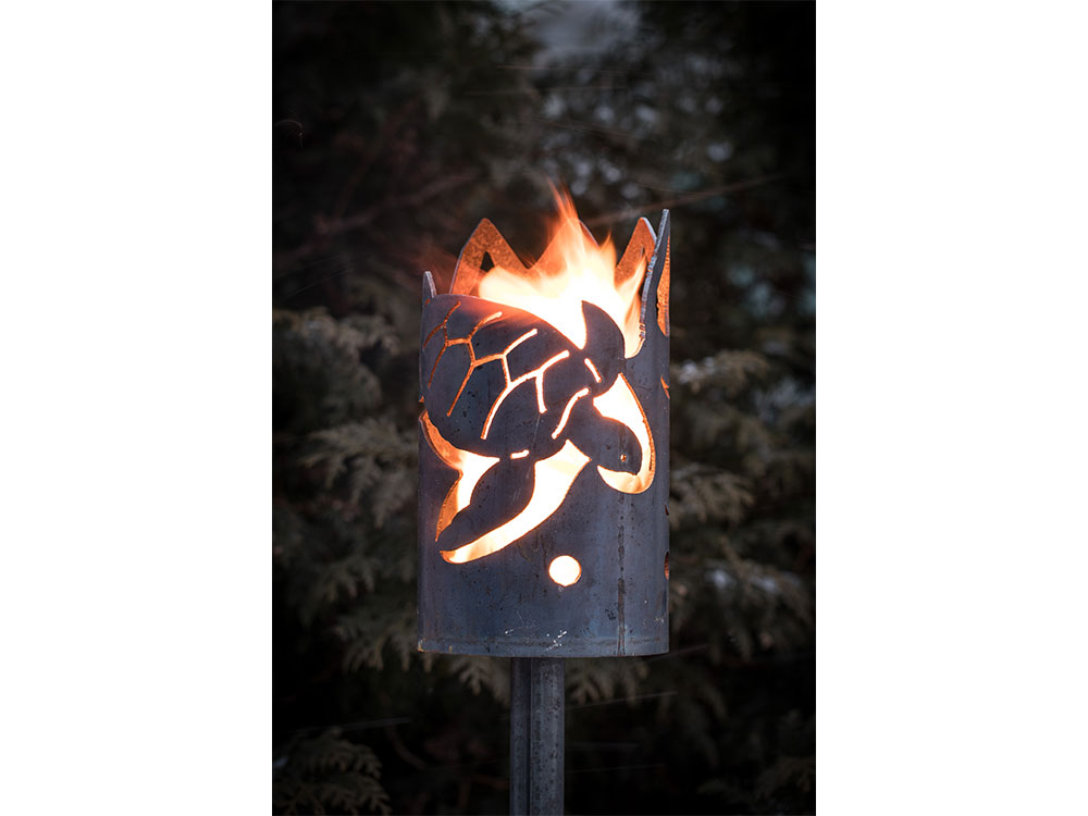 Gartenfackel groß Schildkröte - inkl. Fackelstiel 118 cm mit Boden und 1 x Brennmaterial