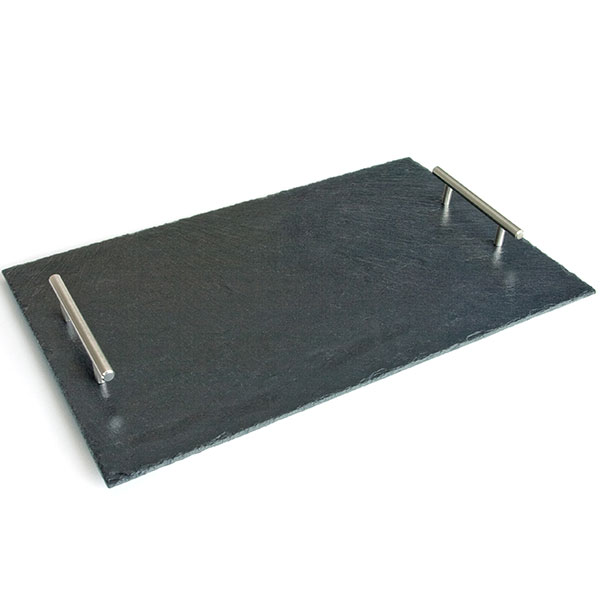 Primero Schiefertablett mit Metallgriffen, versiegelt, ca. 50x30cm